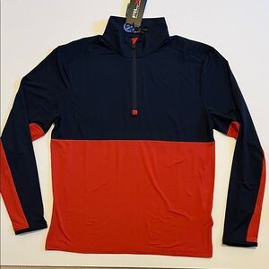 RLX Ralph Lauren 1/2 Zip Golf Top Mens M Blue Red LS wicking  Stretch NWT $128